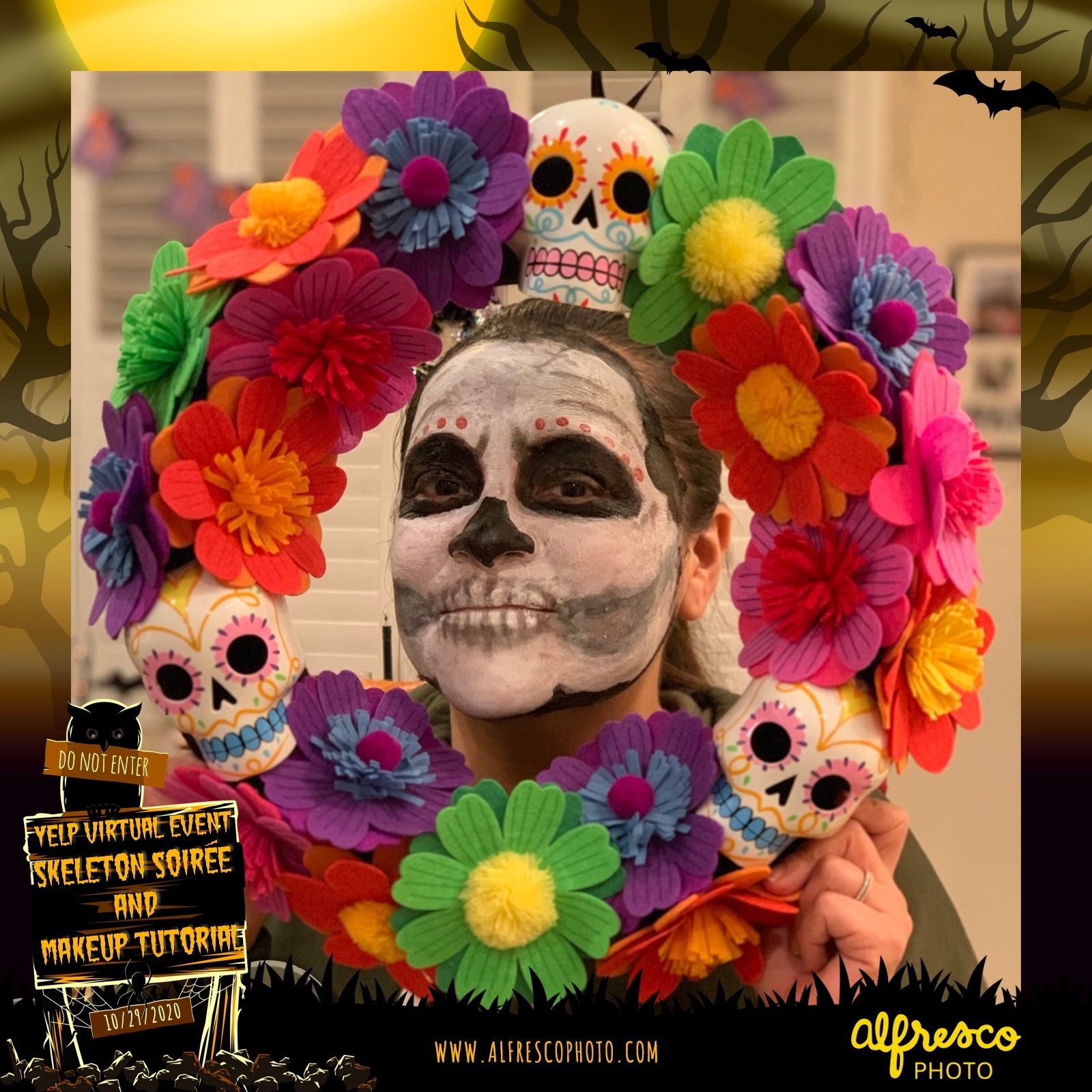 Yelp Skeleton Makeup Tutorial | View more photos from the event at events.alfrescophoto.com/u/AlfrescoPhoto/Yelp-Skeleton-Makeup-Tutorial